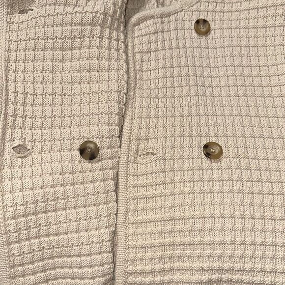 Ann Taylor XL Light Brown Tan Knit Double Breasted Collared Sweater Jacket - Picture 11 of 12